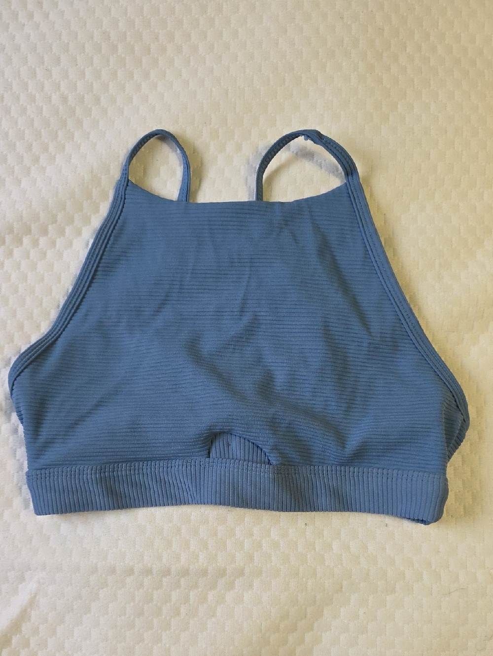 Ribbed High-Neck Bralette in Dusty Blue